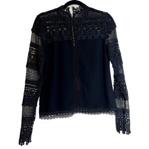 Romeo & Juliette Couture Black Lace Long Sleeve Top Women’s Small Elegant Dressy